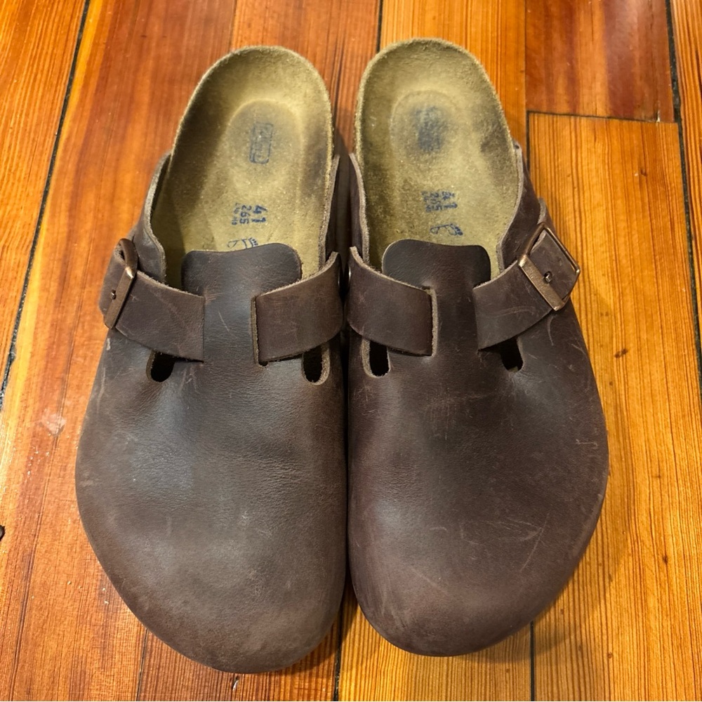 Birkenstock Boston Habana Brown Oiled Leather Clogs M 8-8.5 W 10-10.5 EU 41